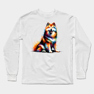 Vibrant Shikoku in Colorful Paint Splash Artwork Long Sleeve T-Shirt